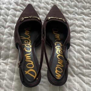 Sam Edelman Dark Brown Suede Slingback Heels